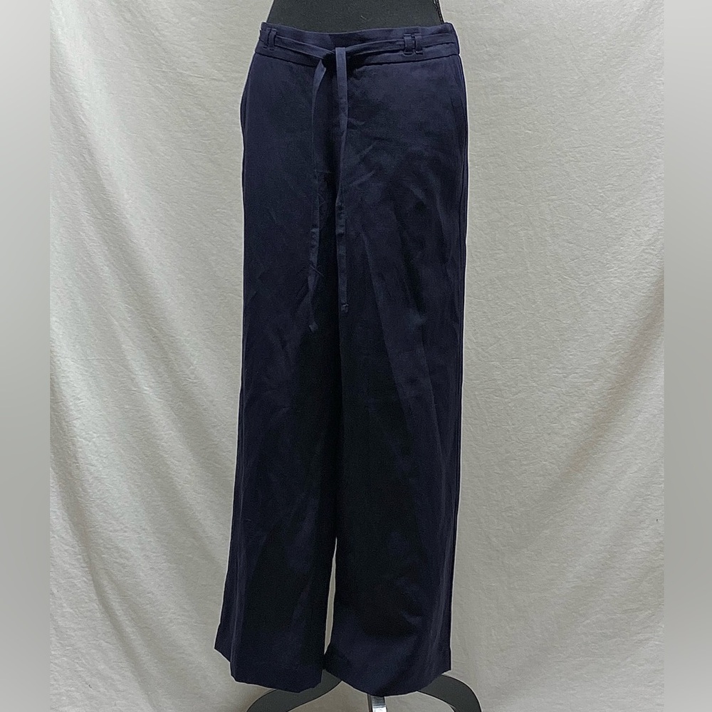TALBOTS Wide-Leg Linen Blend Pants – Elegant Navy Blue